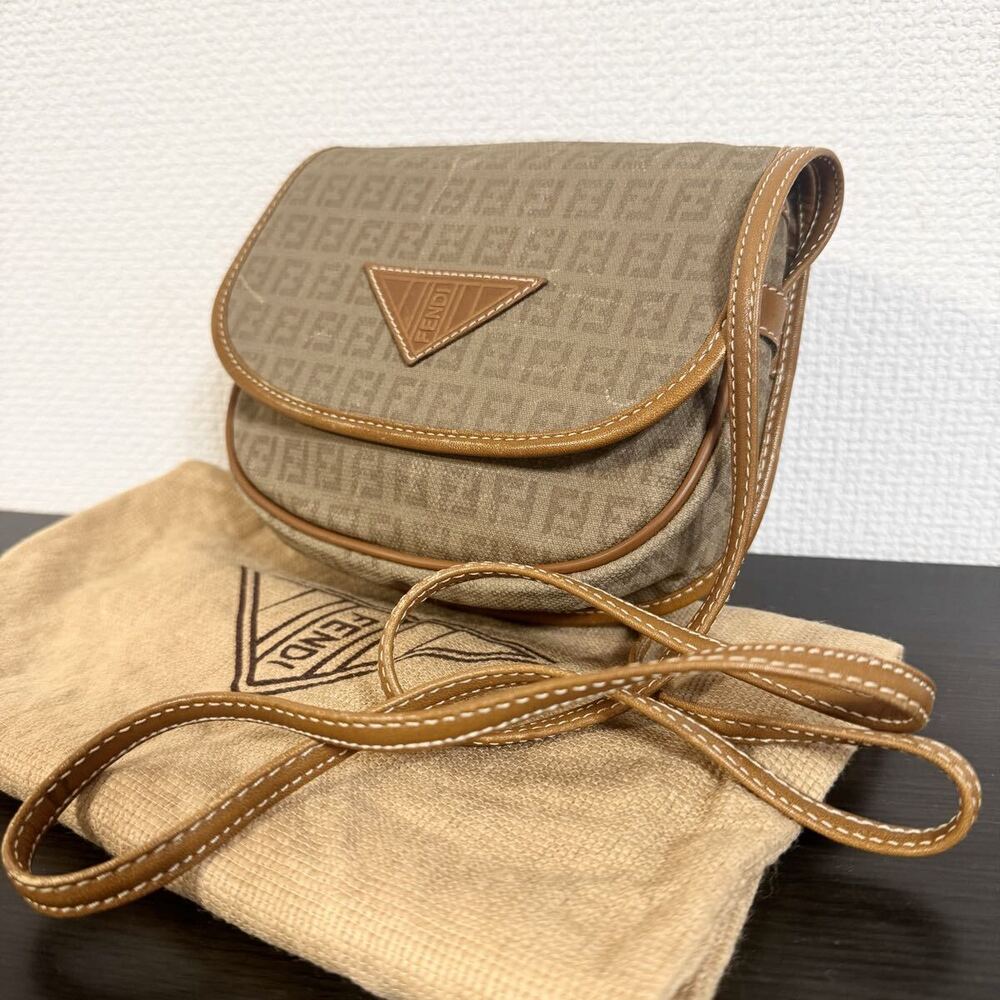 Fendi Zucchino Shoulder Bag Pouch Clutch Zucca Canvas FF